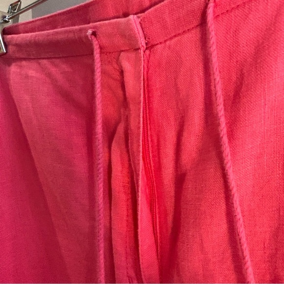 OLSEN SZ 14 100% Linen Vibrant Pink Wide-Leg Pants Drawstring High Rise Unlined - Picture 5 of 9
